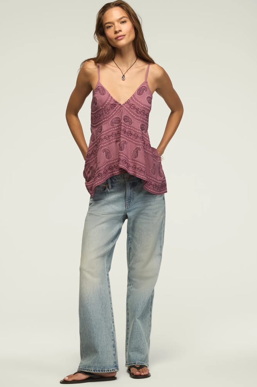 ALLOVER EMBROIDERED HANKY HEM TANK, image 5