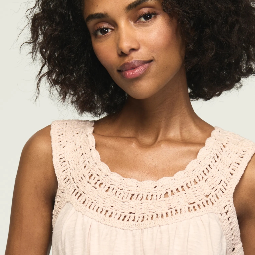 Lucky Brand Crochet Trim Swing Tank - Women's Clothing Tops Tank Top