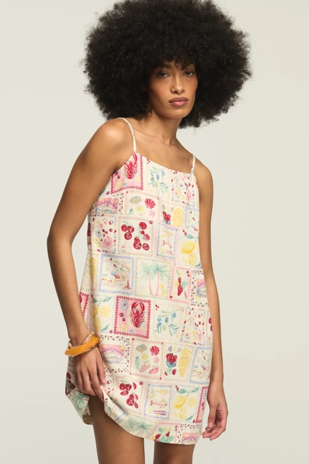 CONVERSATIONAL PRINT MINI SLIP MINI DRESS, image 1