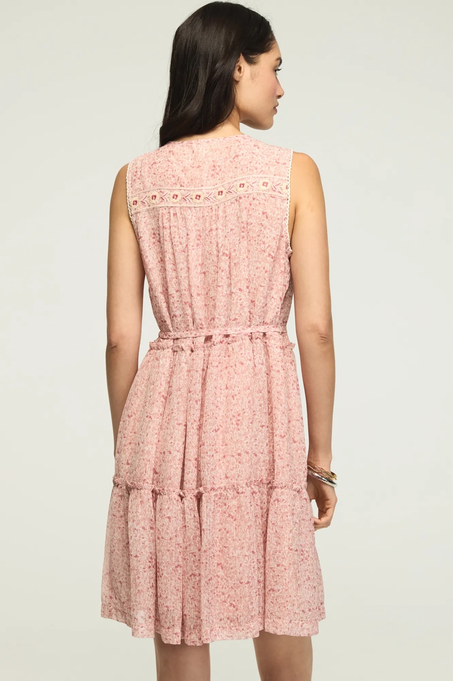 PRINTED EMBROIDERED YOKE MINI DRESS, image 3