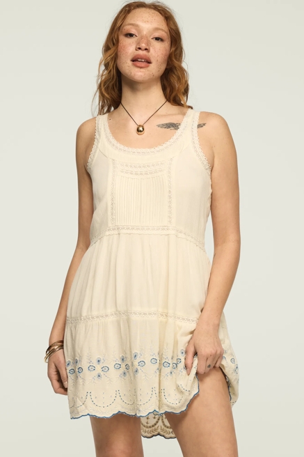 EASY LACE TRIM EMBROIDERED MINI DRESS, image 1
