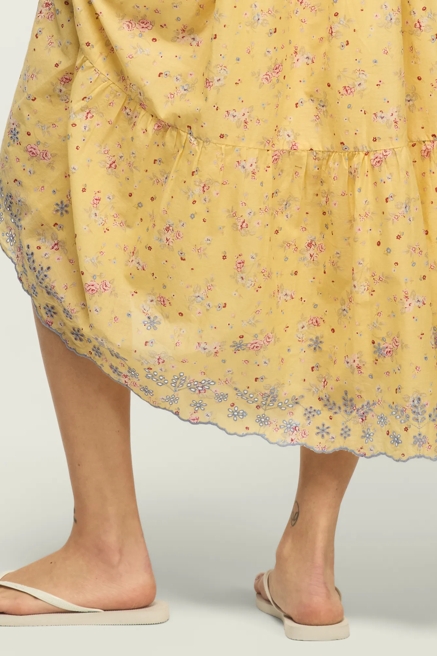 PRINTED EYELET TIERED MIDI DRESS, image 2