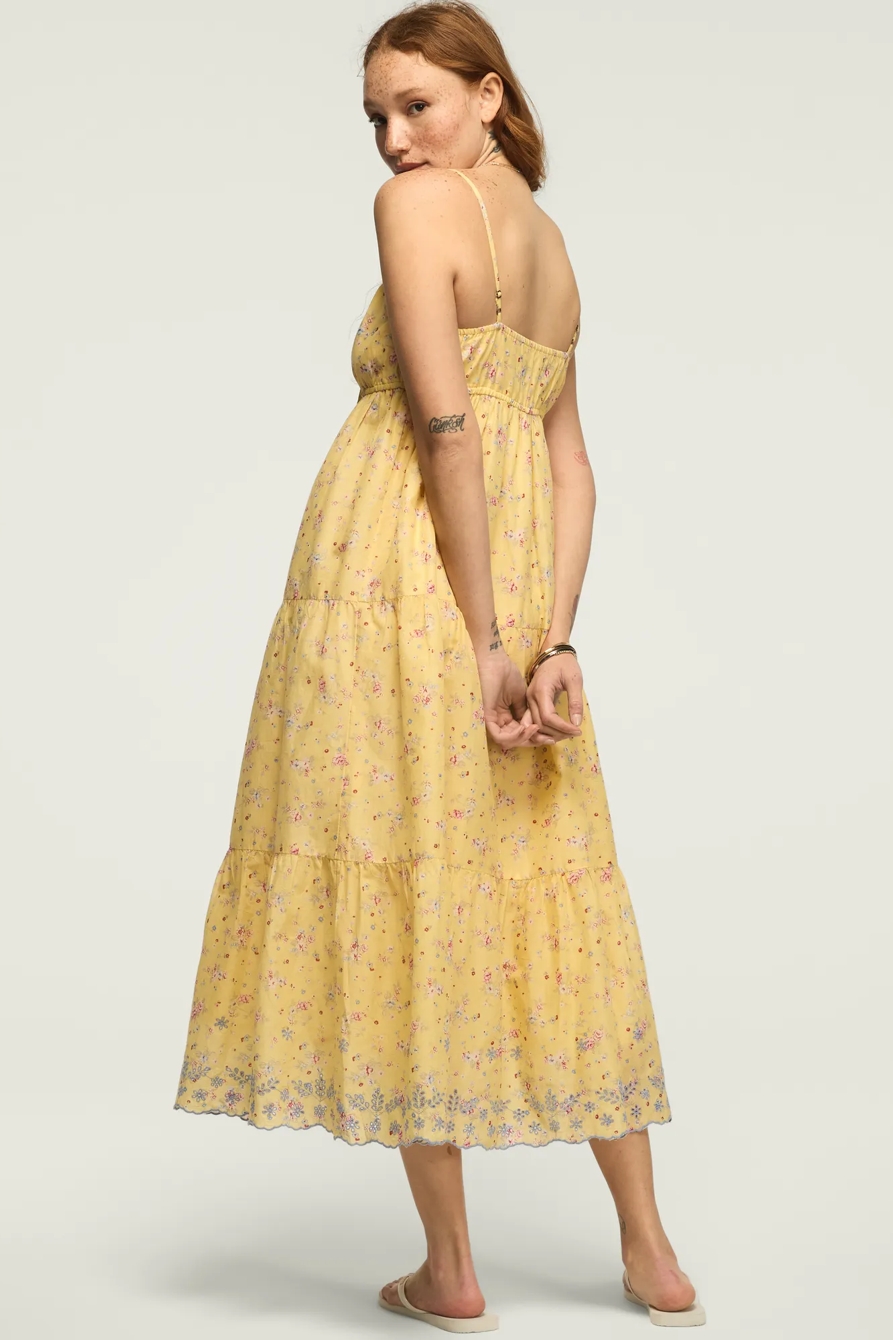 PRINTED EYELET TIERED MIDI DRESS, image 3