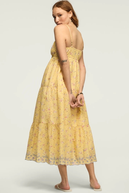 PRINTED EYELET TIERED MIDI DRESS, image 3