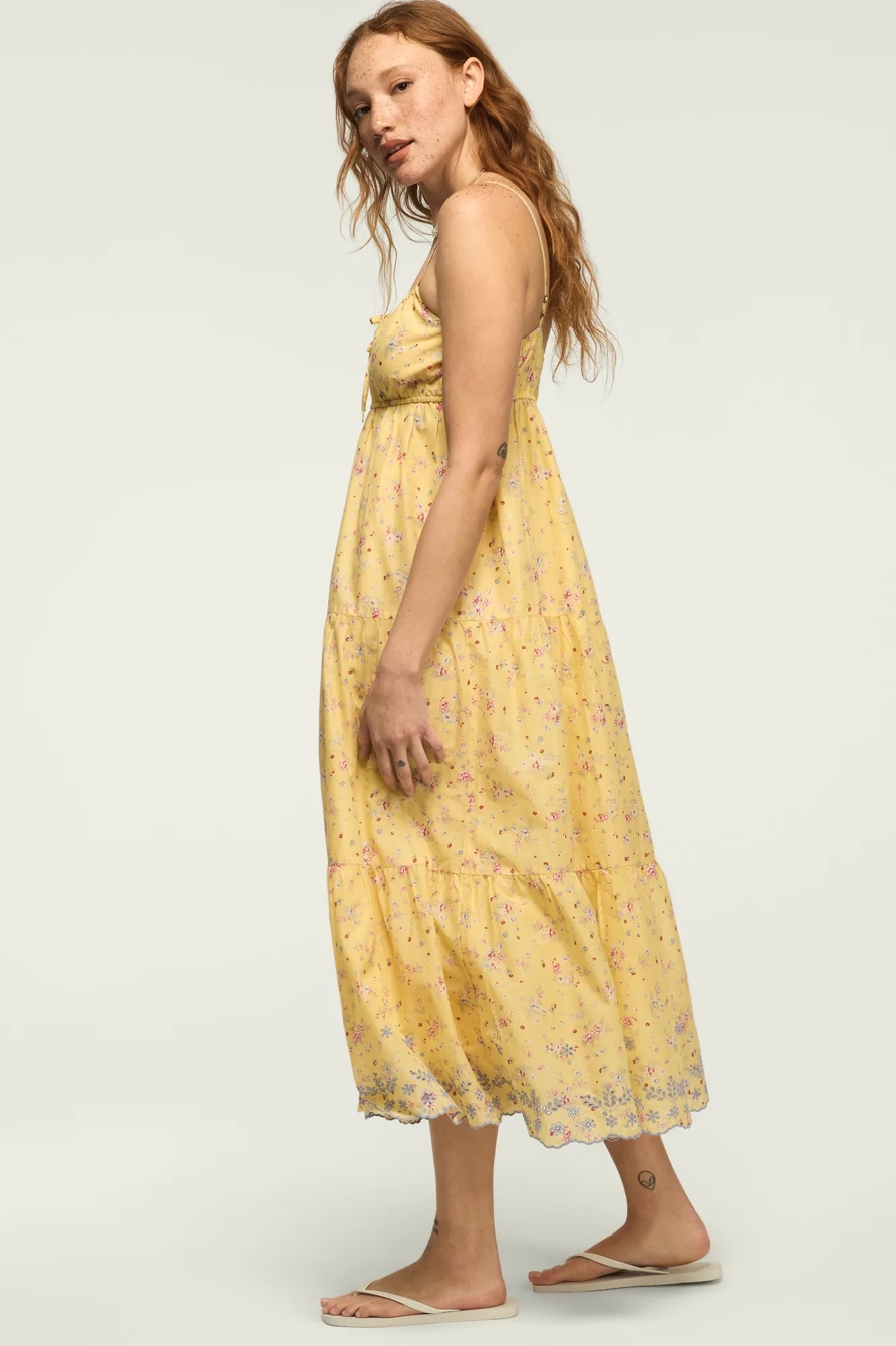 PRINTED EYELET TIERED MIDI DRESS, image 4