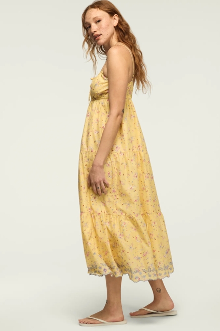 PRINTED EYELET TIERED MIDI DRESS, image 4