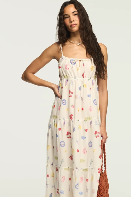 PRINTED EYELET TIERED MIDI DRESS, image 2