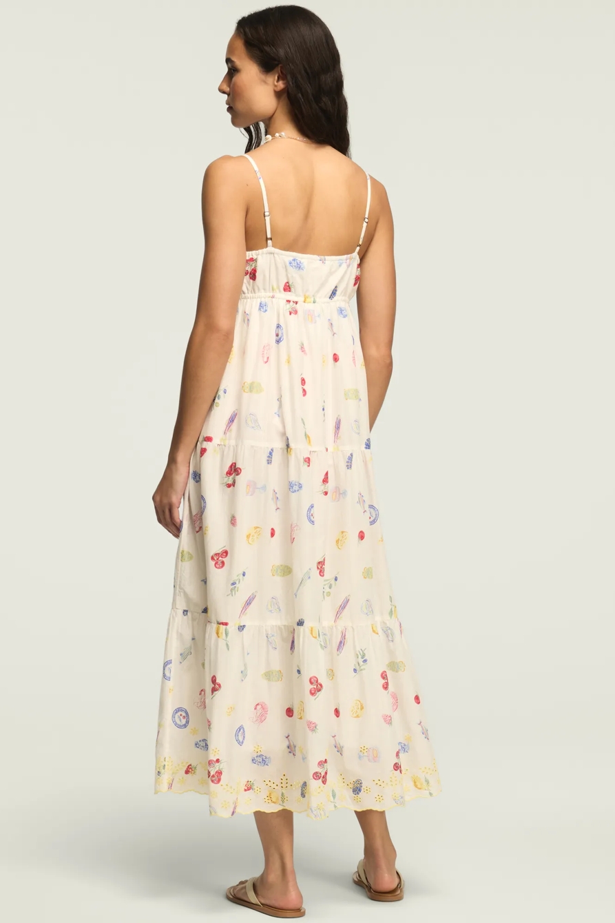 PRINTED EYELET TIERED MIDI DRESS, image 3