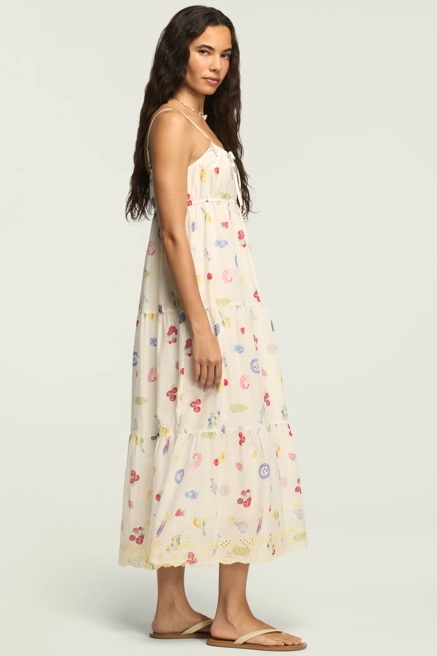 PRINTED EYELET TIERED MIDI DRESS, image 4