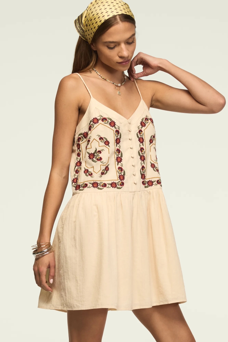 CONTRAST EMBROIDERED BUTTON FRONT MINI DRESS, image 4