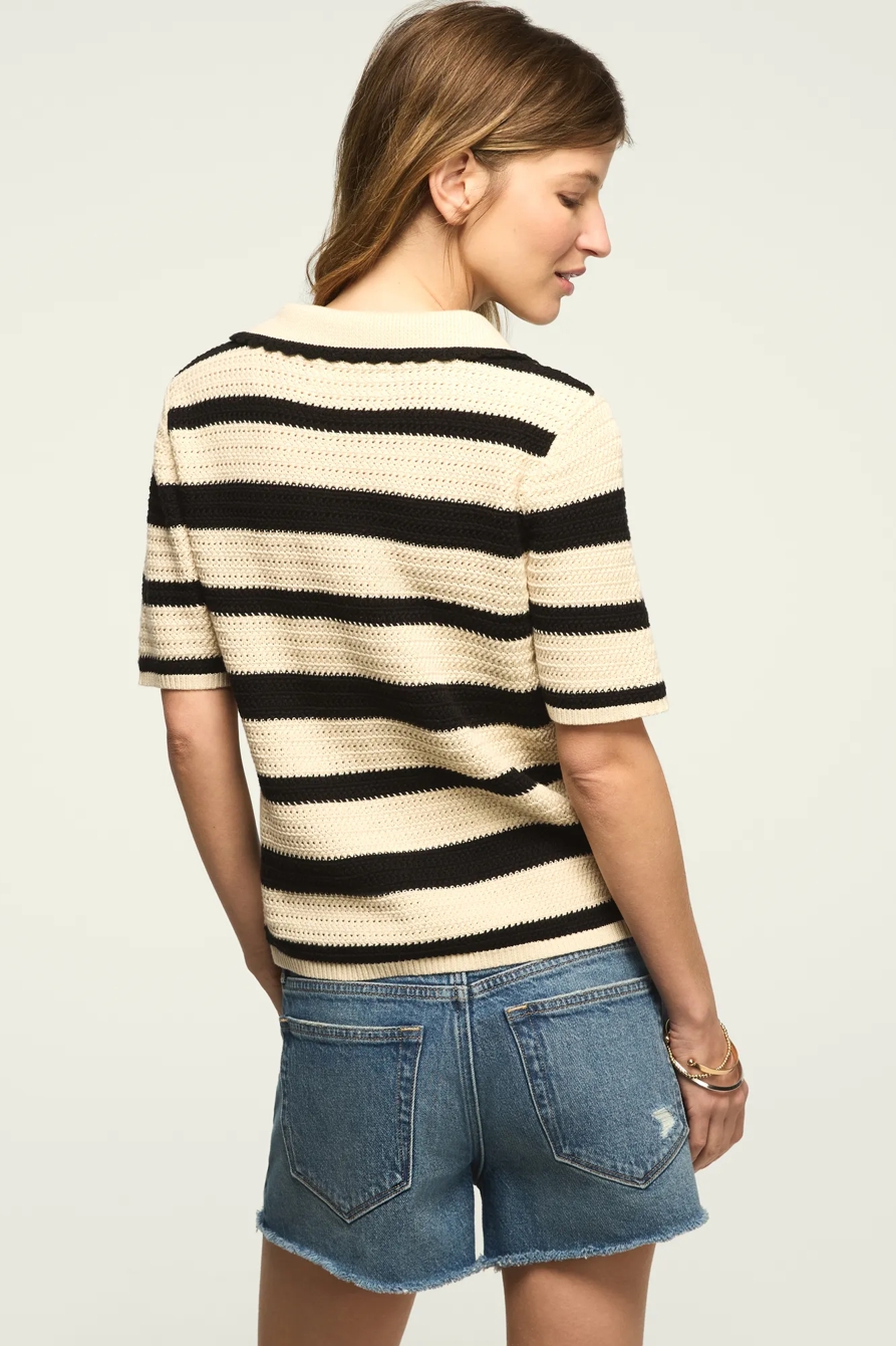 CROCHET STRIPED POLO SWEATER, image 3