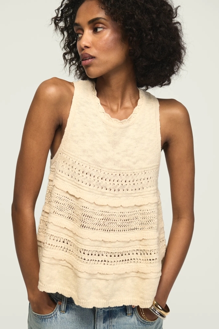 TIERED RUFFLE SWEATER TANK, image 1