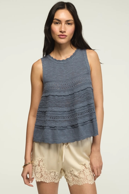 TIERED RUFFLE SWEATER TANK, image 1