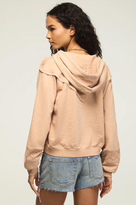 CROCHET YOKE FLEECE HOODIE, image 3