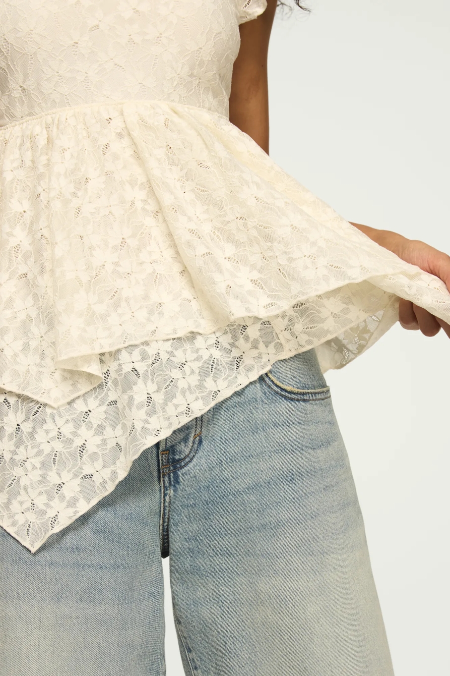 LACE FLUTTER SLEEVE TOP, image 2