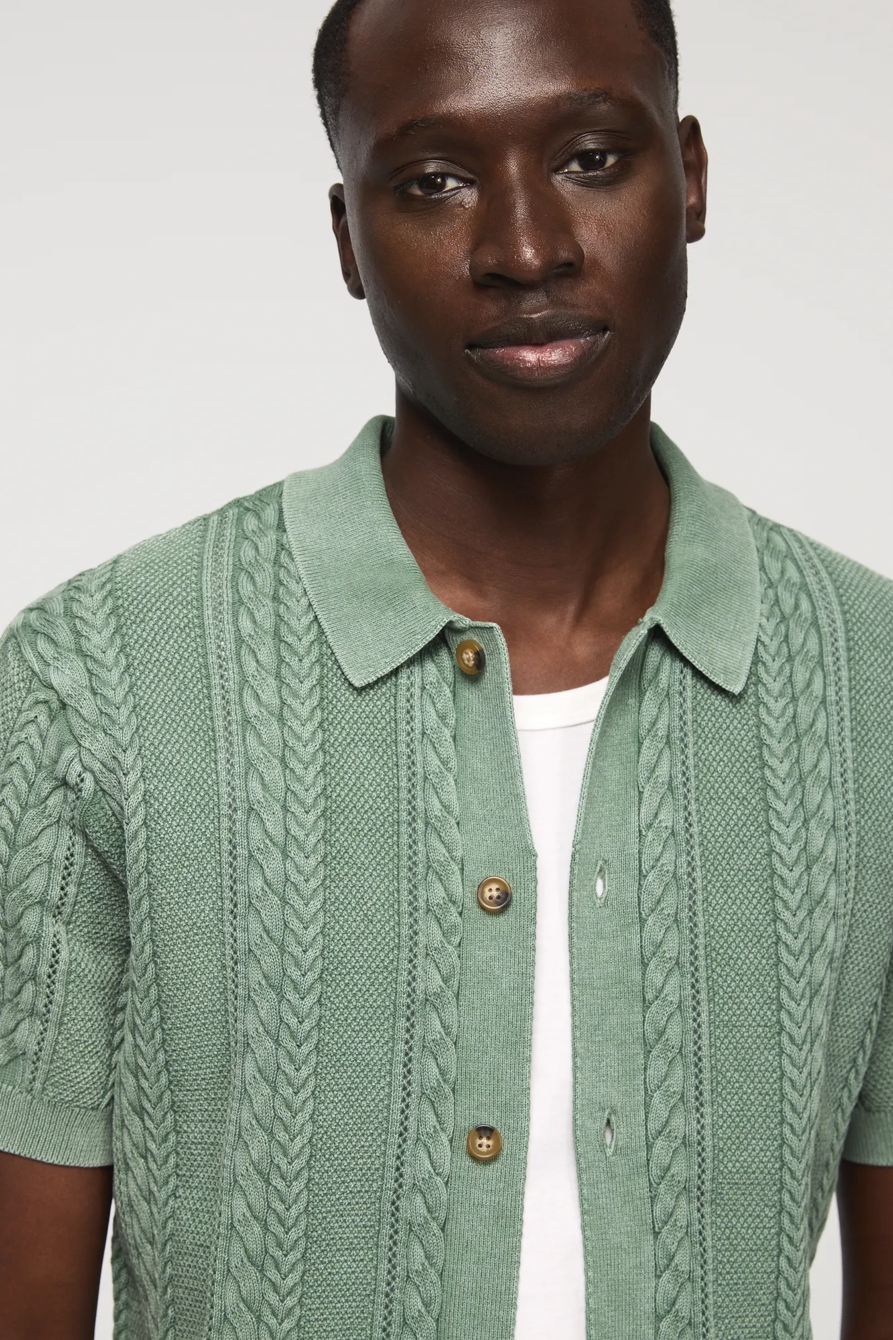 FISHERMAN CABLE BUTTON DOWN SWEATER, image 2