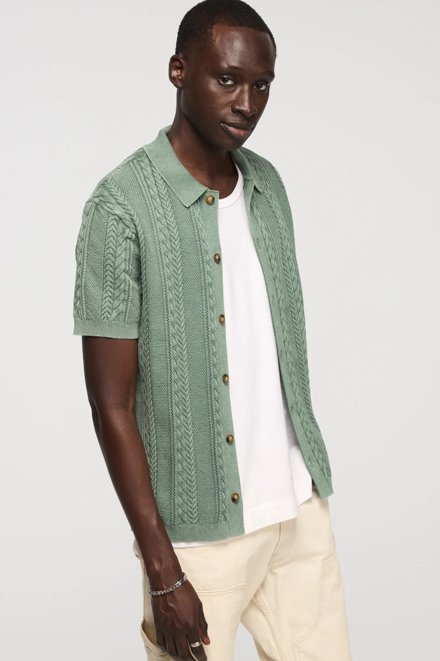 FISHERMAN CABLE BUTTON DOWN SWEATER, image 4