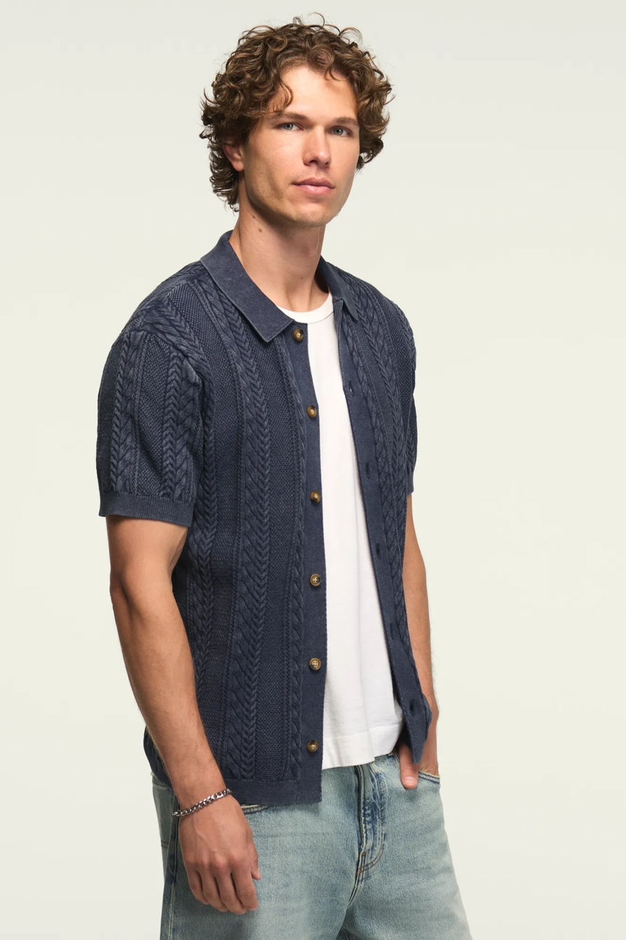 FISHERMAN CABLE BUTTON DOWN SWEATER, image 4