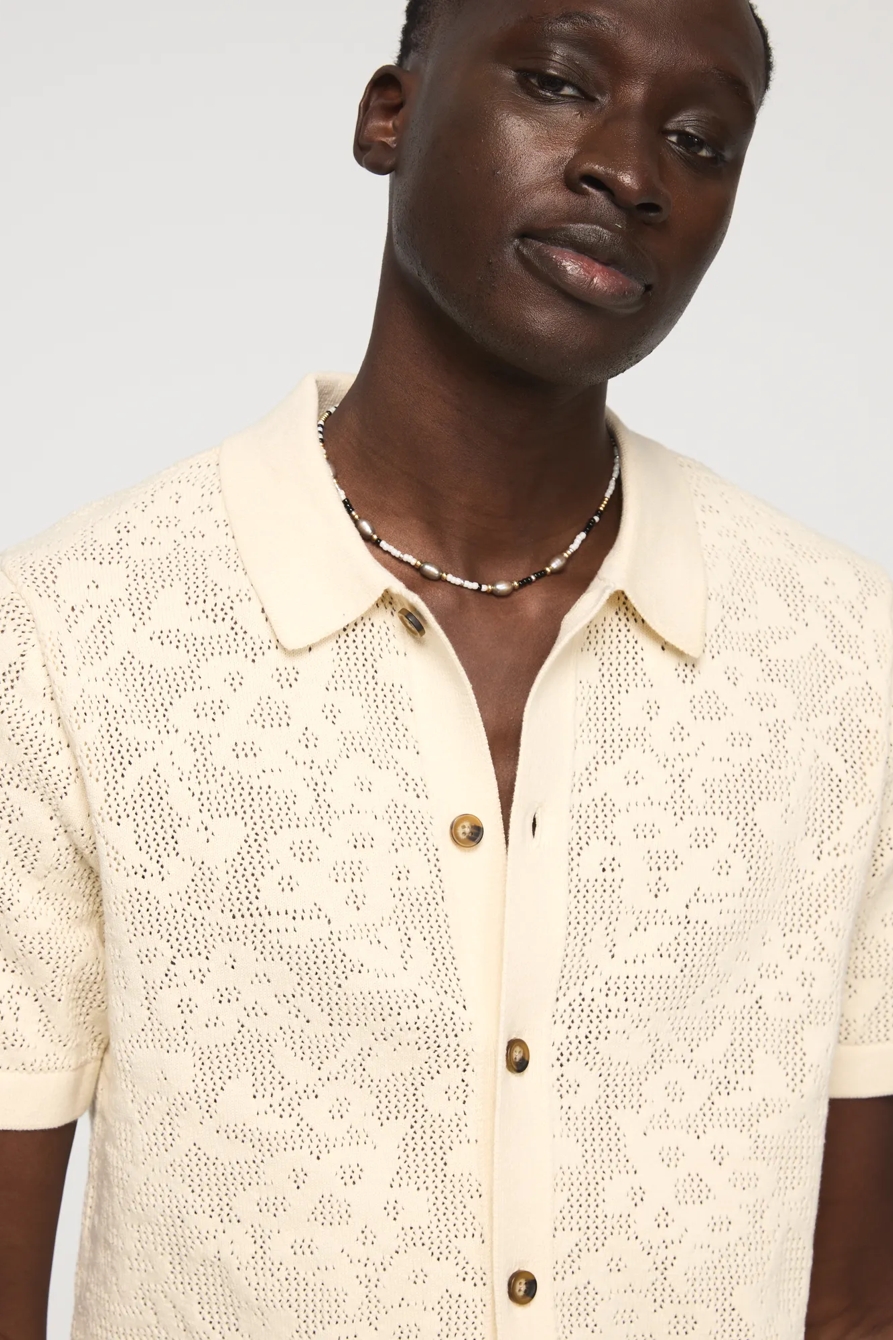 INTARSIA LACE BUTTON DOWN SWEATER, image 2