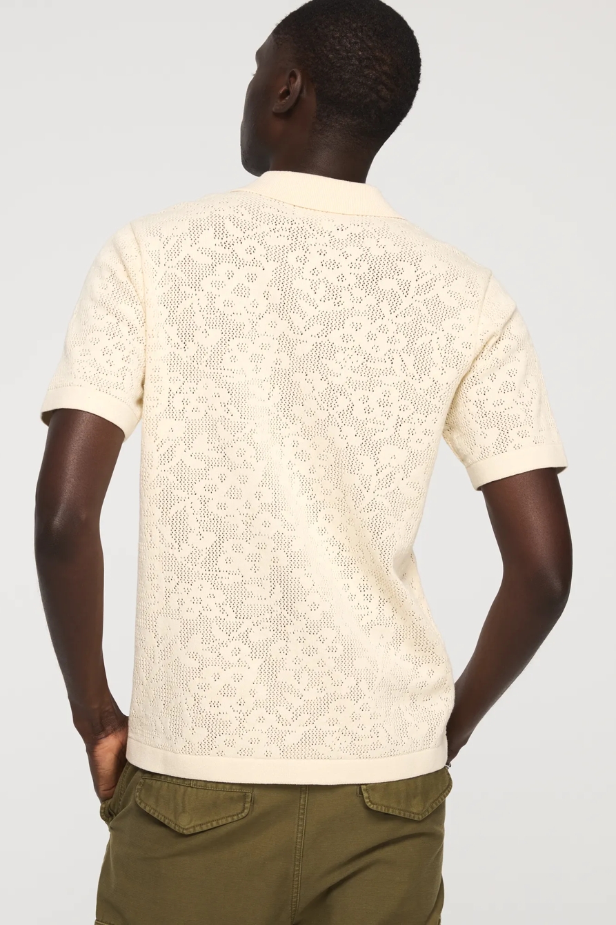 INTARSIA LACE BUTTON DOWN SWEATER, image 3