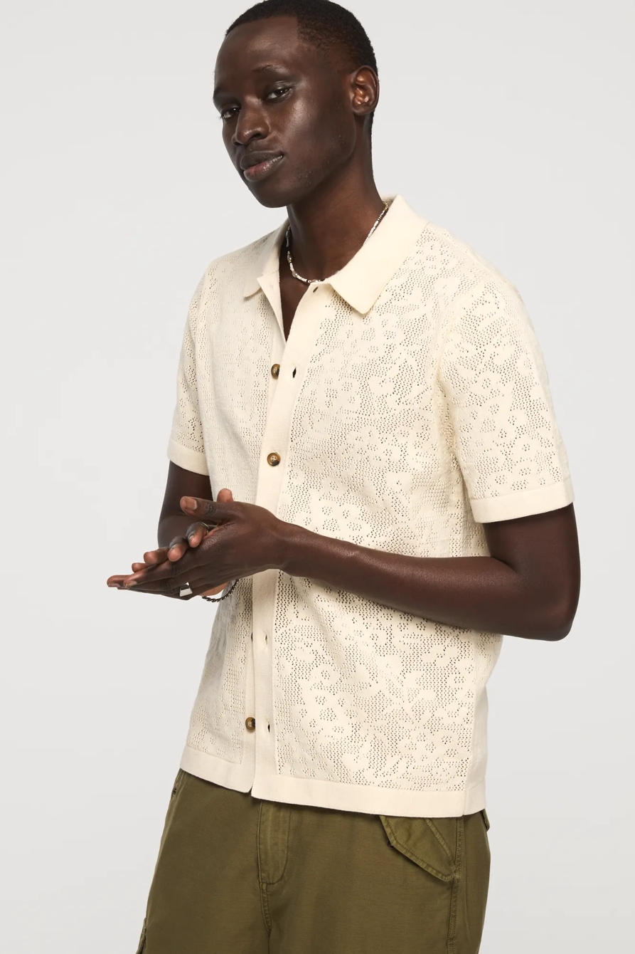 INTARSIA LACE BUTTON DOWN SWEATER, image 4