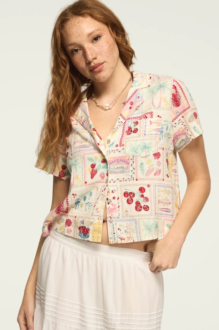 PRINTED LINEN CAMP SHIRT, image 1