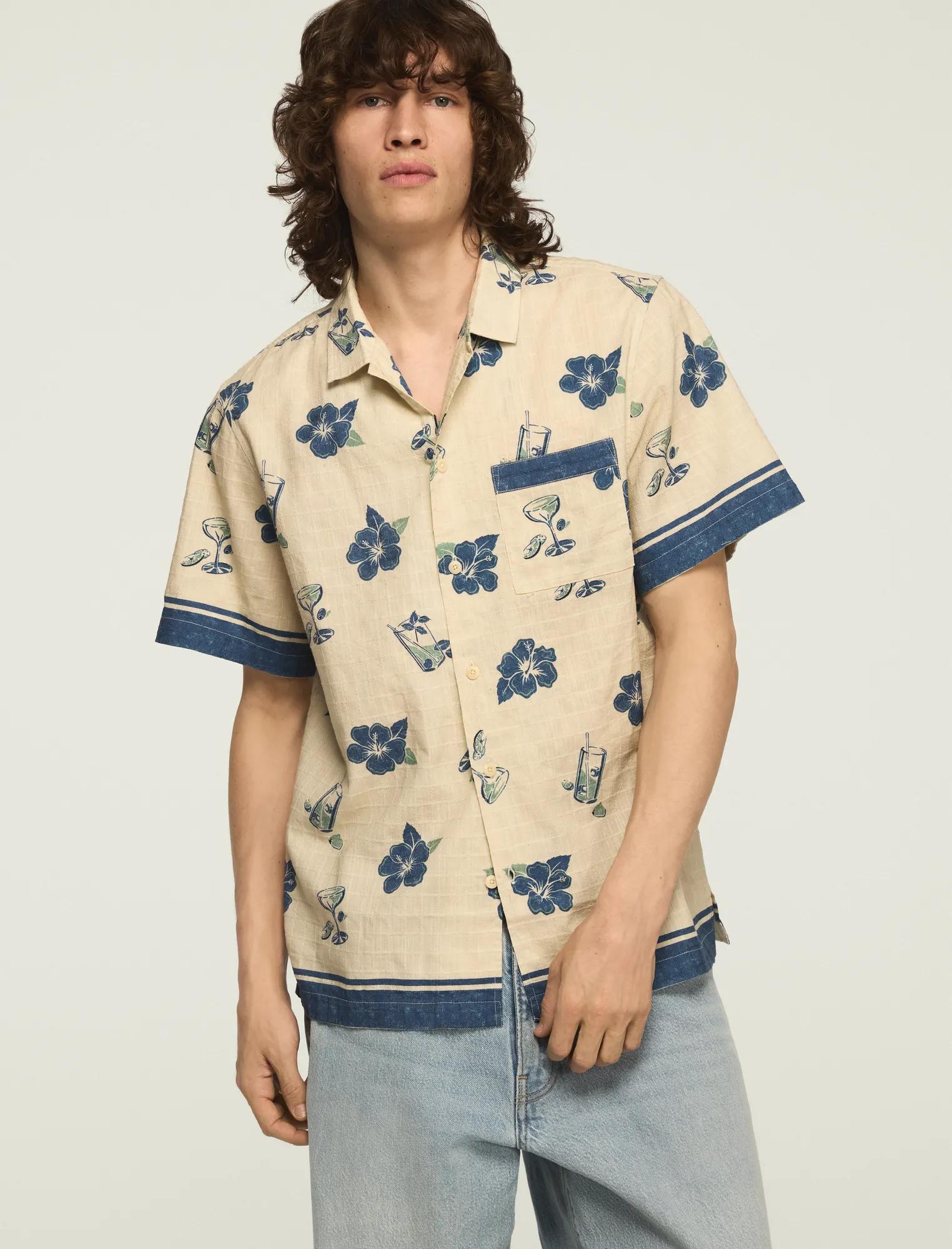 Abercrombie & Fitch Camp Collar Cropped Lace Shirt | Arden Fair
