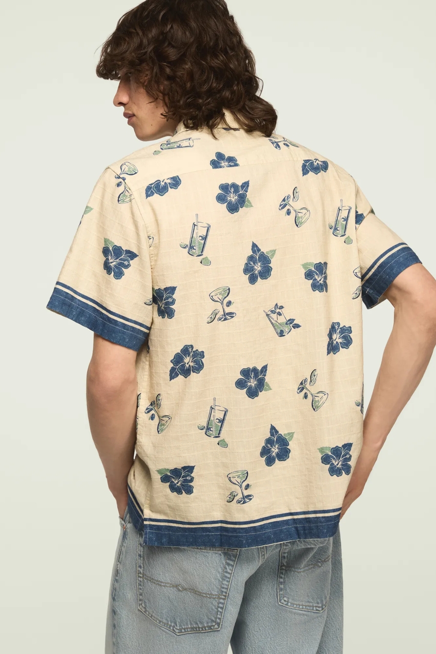 SHORT SLEEVE PRINTED CAMP COLLAR SHIRT, image 3