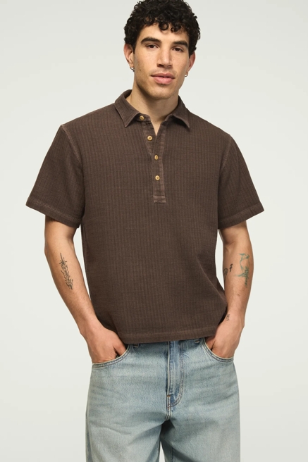 SHORT SLEEVE DOUBLE CLOTH POPOVER SHIRT, image 1