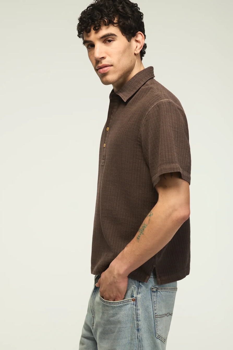 SHORT SLEEVE DOUBLE CLOTH POPOVER SHIRT, image 4