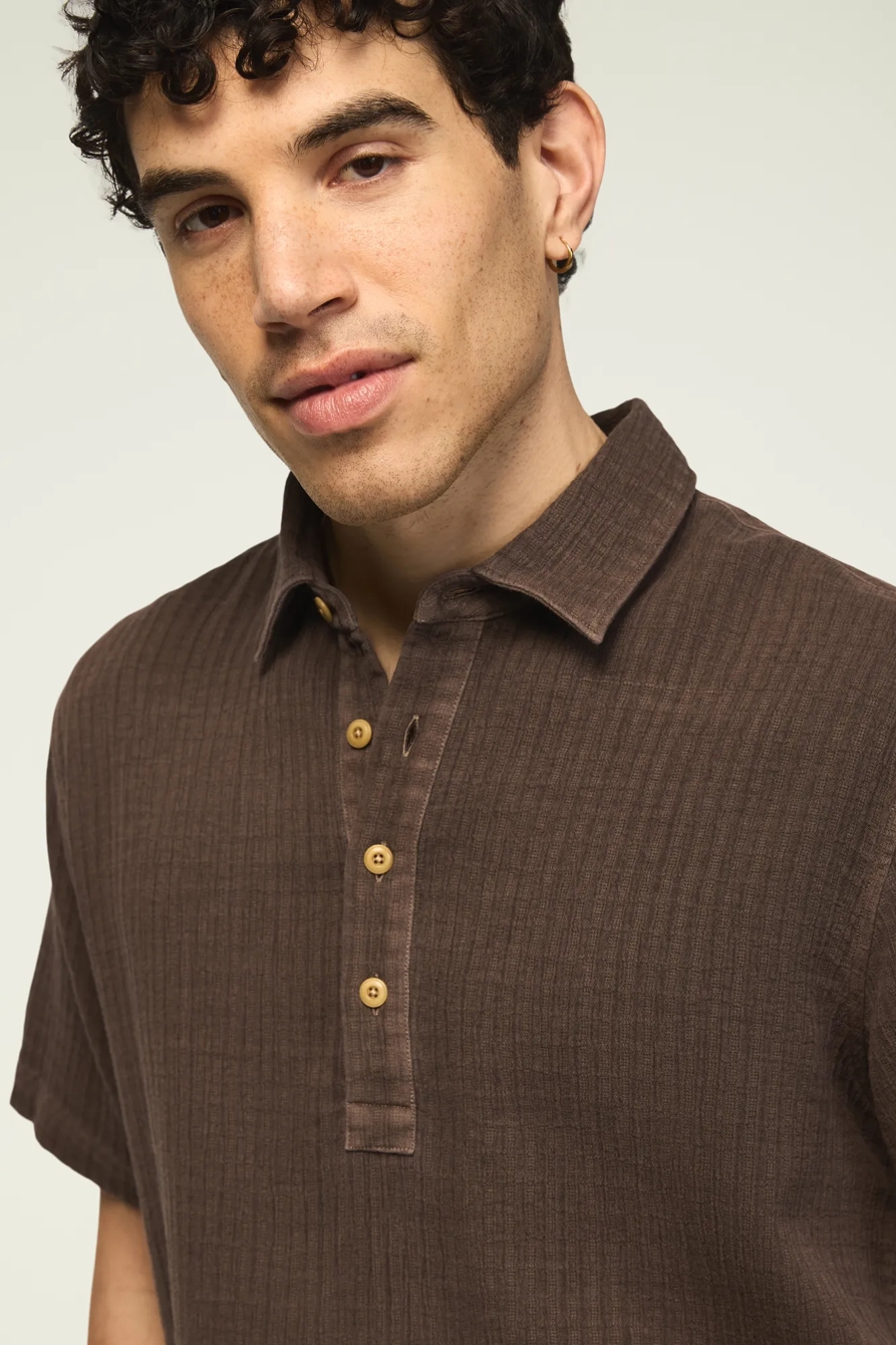 SHORT SLEEVE DOUBLE CLOTH POPOVER SHIRT, image 5
