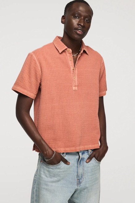 SHORT SLEEVE DOUBLE CLOTH POPOVER SHIRT, image 1