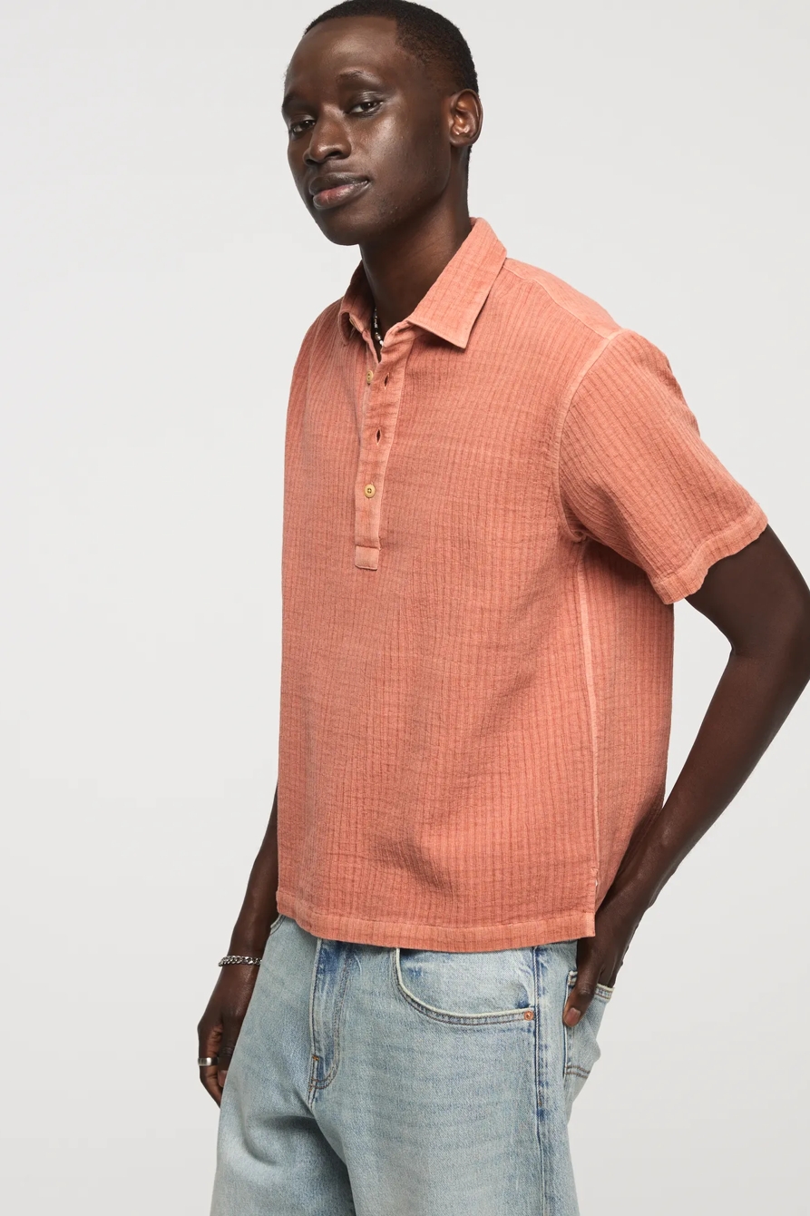SHORT SLEEVE DOUBLE CLOTH POPOVER SHIRT, image 4