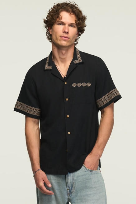 SHORT SLEEVE EMBROIDERED CAMP COLLAR SHIRT, image 1