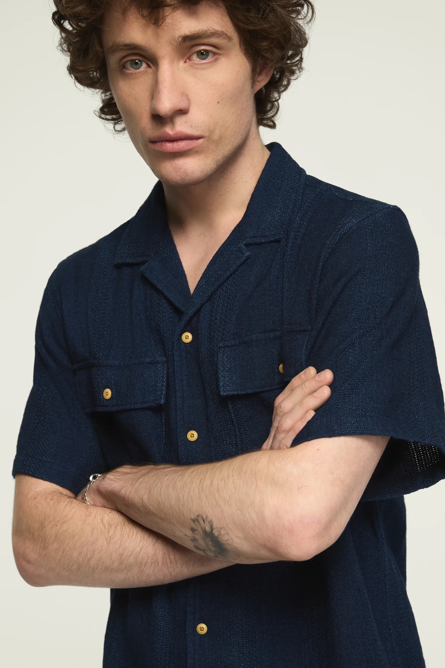 SHORT SLEEVE TEXTURED INDIGO SHIRT, image 5
