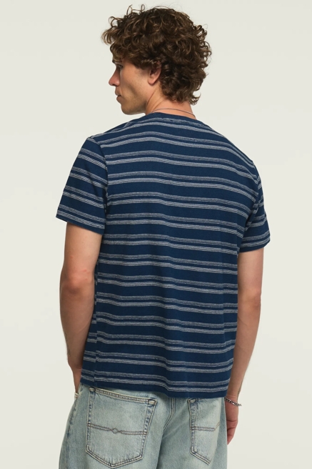 INDIGO STRIPE CREW ONE POCKET TEE, image 3