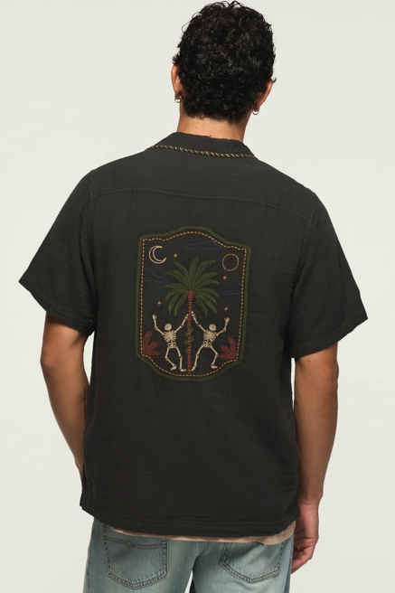 SHORT SLEEVE EMBROIDERED GAUZE CAMP COLLAR SHIRT, image 1