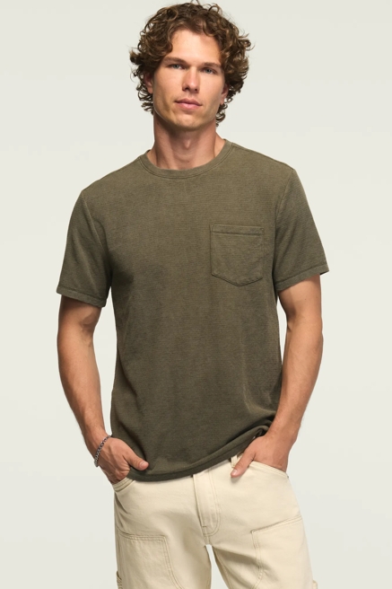 TEXTURED POCKET CREW NECK TEE, image 1