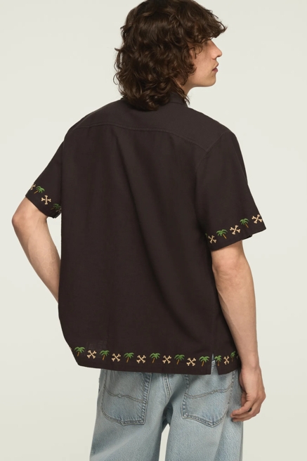 SHORT SLEEVE EMBROIDERED CAMP COLLAR SHIRT, image 3