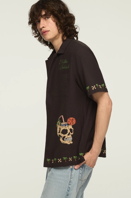 SHORT SLEEVE EMBROIDERED CAMP COLLAR SHIRT, image 4