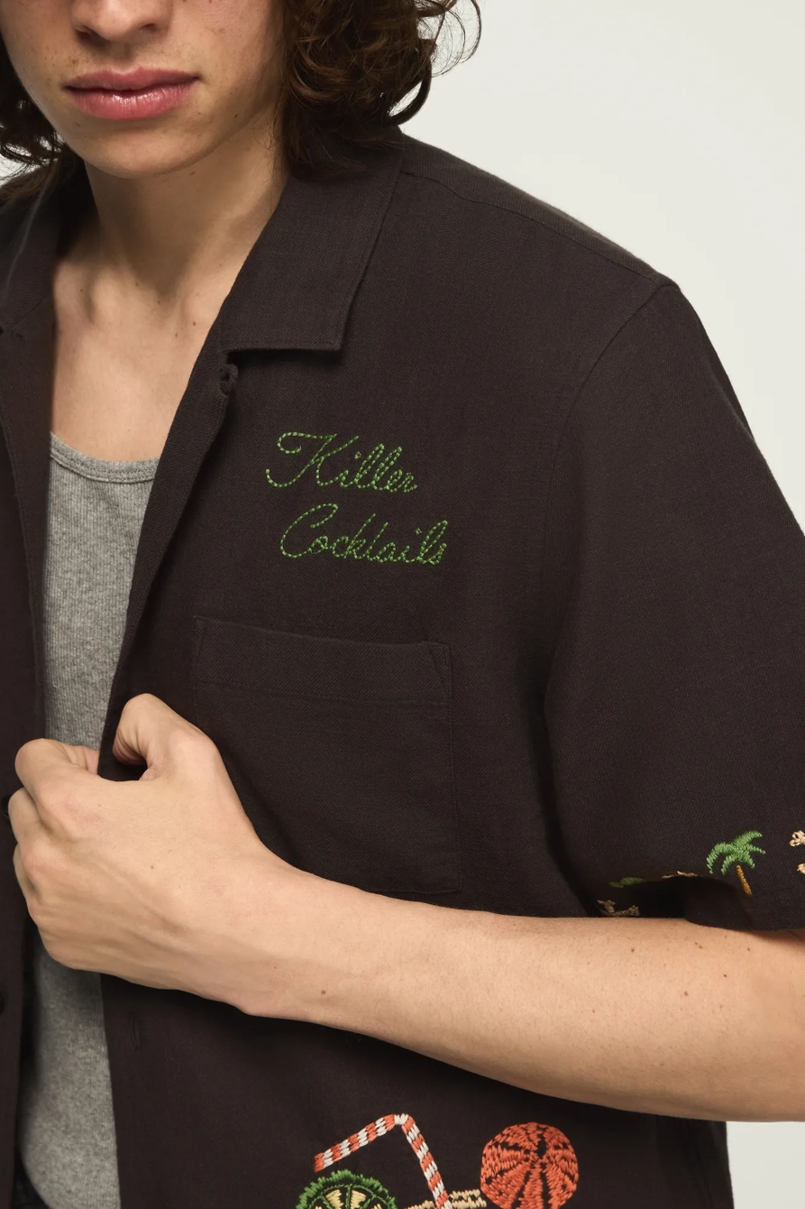 SHORT SLEEVE EMBROIDERED CAMP COLLAR SHIRT, image 5