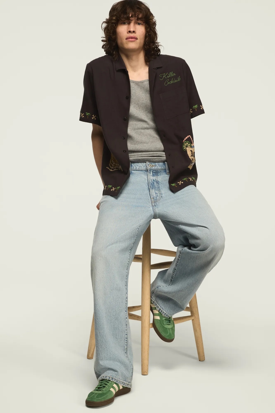 SHORT SLEEVE EMBROIDERED CAMP COLLAR SHIRT, image 6