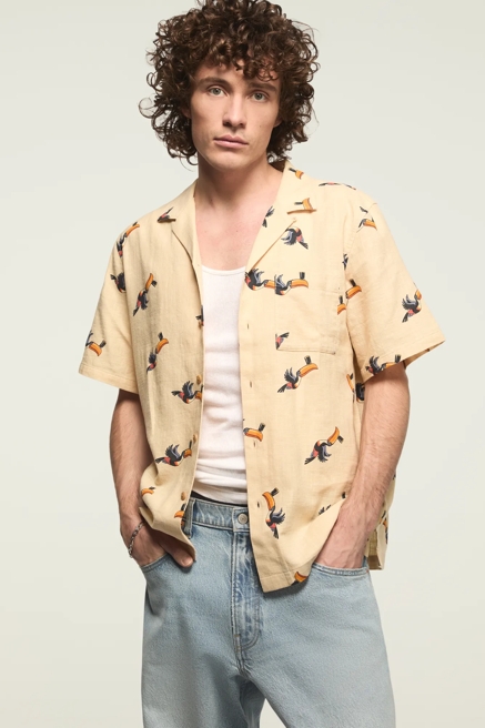 GUINNESS TOUCAN PRINT CAMP COLLAR SHIRT, image 1