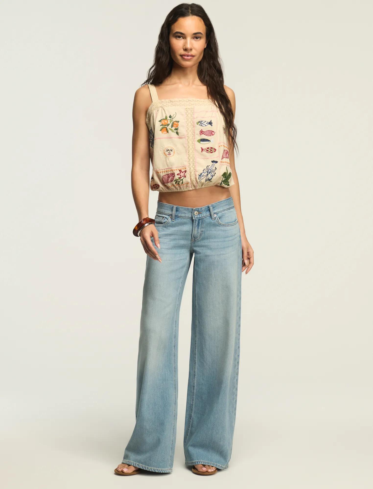 liquid denim luxe super low rise ultra wide