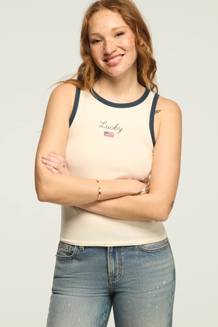 LUCKY AMERICAN FLAG RINGER TANK, image 1