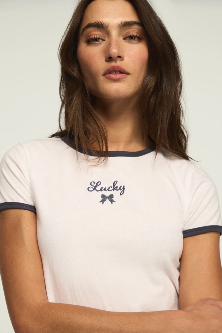 LUCKY BOW CROP RINGER TEE, image 2