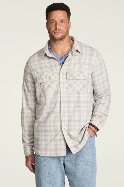BIG AND TALL DOUBLE FACED SOFT PLAID KNIT SHIRT, image 1