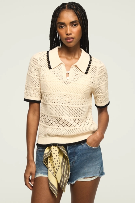LACE POLO SWEATER TEE, image 1
