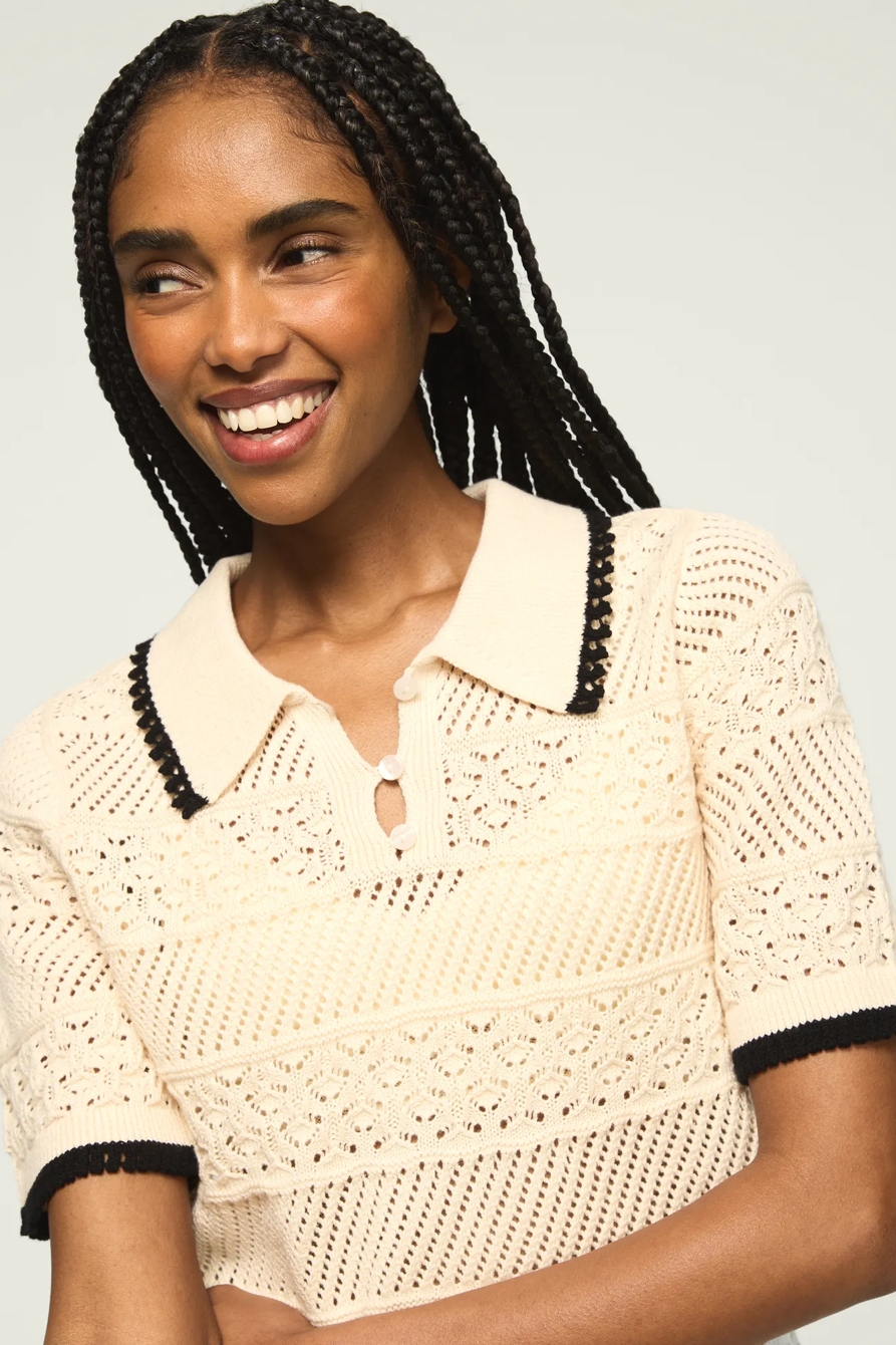 LACE POLO SWEATER TEE, image 2