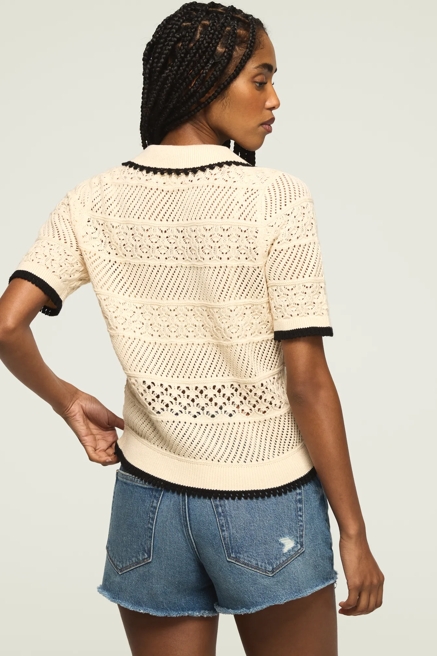 LACE POLO SWEATER TEE, image 3